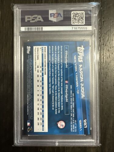 2017 Topps AARON JUDGE #287 RC PSA 10 GEM MINT Rookie Card