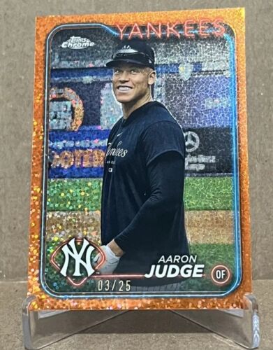 2024 Topps Chrome Aaron Judge IMAGE VARIATION /25 Orange Speckle Yankees GEM ?