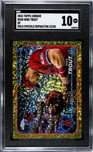 2024 TOPPS CHROME VARIATION -GOLD SPECKLE REFRACTOR #200 MIKE TROUT /50 SGC 10