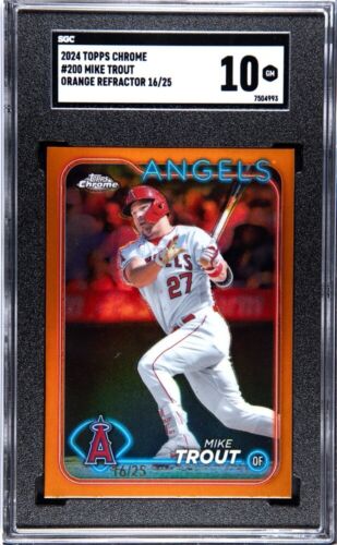 2024 Topps Chrome Mike Trout Orange Refractor #200 /25 SGC 10