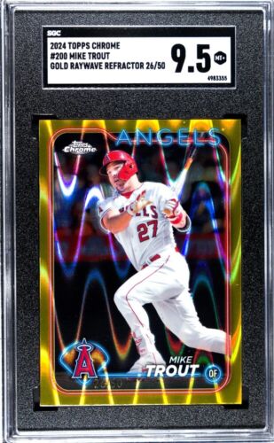 2024 TOPPS CHROME - MIKE TROUT GOLD RAYWAVE REFRACTOR /50 - #200 ANGELS SGC 9.5