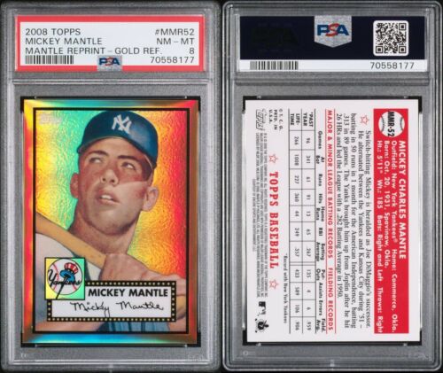 2008 Topps Mickey Mantle Gold Refractor MMR-52 PSA 8 SP Yankees HOF