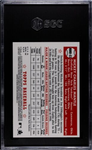 2008 Topps #MMR52 Mickey Mantle 1952 Topps Refractor SGC 8 - GOLD