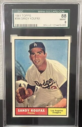 1961 TOPPS #344 SANDY KOUFAX SGC 8 NM-MT HOF DODGERS