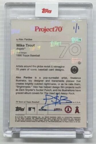 2021 Topps Project 70 Mike Trout By Alex Pardee Artist Auto Autograph #1/1