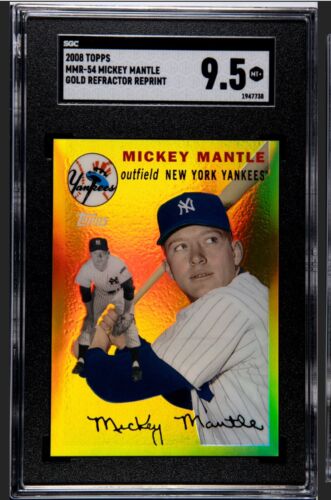 2008 MICKEY MANTLE 1954 REPRINT GOLD REFRACTOR #MMR54 MICKEY MANTLE SGC 9.5