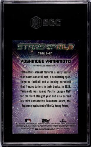 Yoshinobu Yamamoto 2024 Topps Series 2 Chrome Red Stars Of MLB /75 RC SGC 10