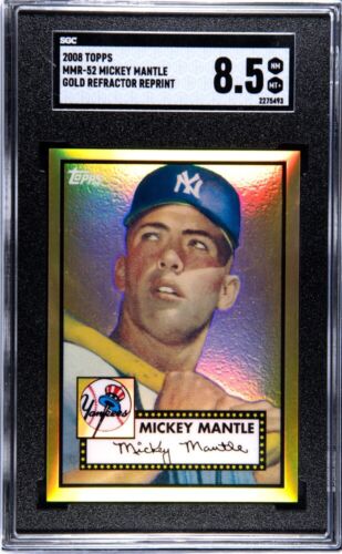 2008 Topps #MMR52 Mickey Mantle 1952 Topps Gold Refractor SGC 8.5