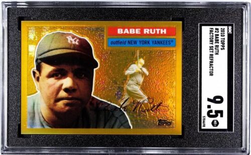 2010 Topps Babe Ruth SP Factory Gold Refractor Short-Print #2/3 SGC 9.5 Mint+