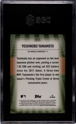 2024 Topps YOSHINOBU YAMAMOTO Homefield Advantage RC Dodgers SGC 10