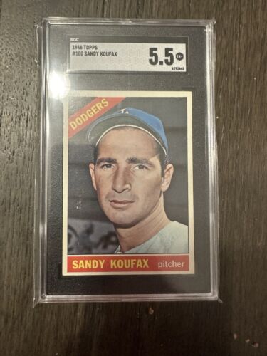 1966 TOPPS #100 SANDY KOUFAX LOS ANGELES DODGERS BASEBALL CARD SGC 5.5 EX+