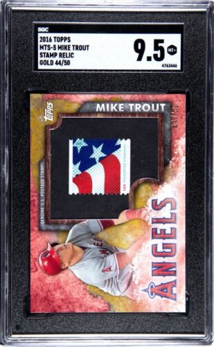 2016 TOPPS BASEBALL SP MIKE TROUT POSTAGE STAMP GOLD /50 MTS-5 SGC 9.5