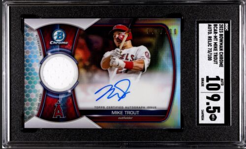 2023 Bowman Chrome BCARMT Mike Trout Game Relic Auto /100 Auto 10 SGC 9.5