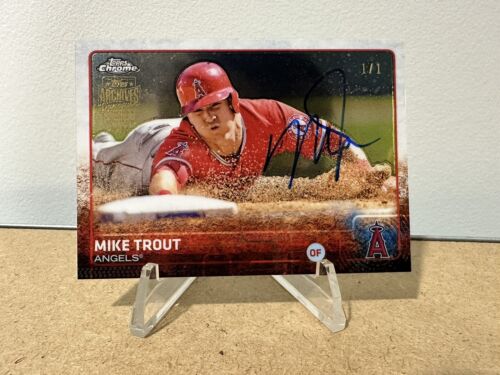 1/1 Mike Trout Chrome 51 On Card Auto 2018 Topps Archives Signature Series 2018