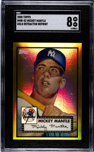 2008 Topps #MMR52 Mickey Mantle 1952 Topps Refractor SGC 8 - GOLD