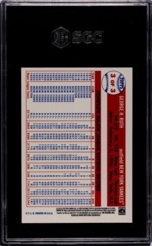 BABE RUTH 2010 Topps Factory Set GOLD REFRACTOR #3 Graded SGC 8