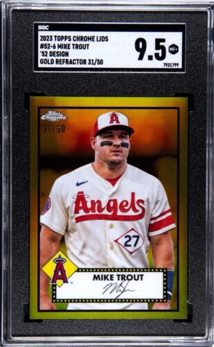 2023 Topps Chrome Lids Mitchell & Ness - 1952 Design 52-6 Mike Trout /50 SGC 9.5