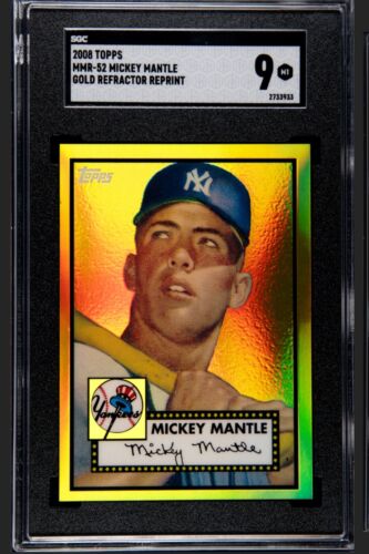 2008 Topps #MMR52 Mickey Mantle 1952 Topps Gold Refractor SGC 9