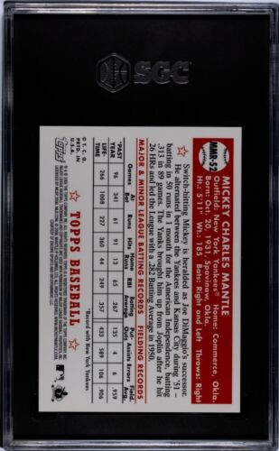 2008 Topps Mickey Mantle MMR52 1952 Gold Refractor SGC 9.5 Mint +