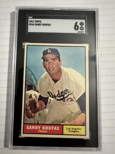 1961 TOPPS #344 SANDY KOUFAX LOS ANGELES DODGERS BASEBALL CARD SGC 6 EX/MT